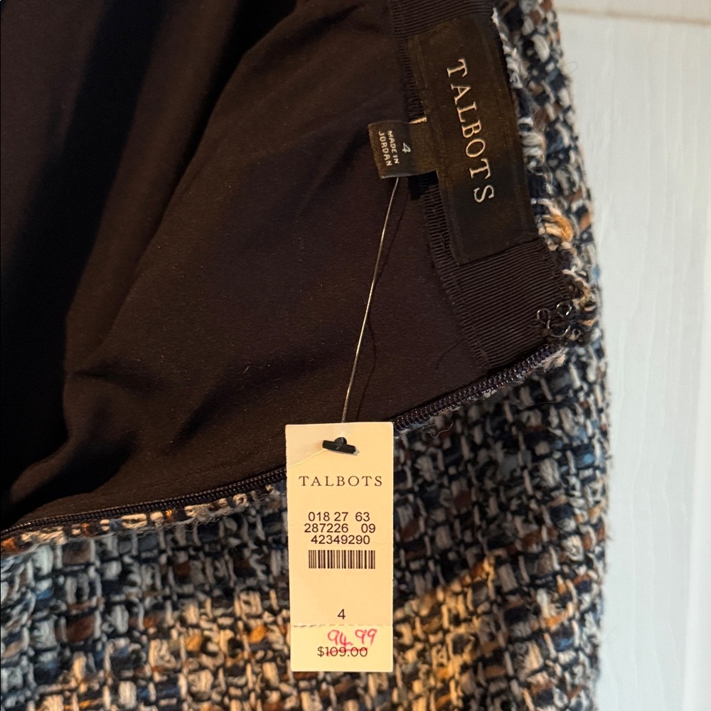 Talbots Blue, White and Brown Tweed Pencil Skirt - Picture 3 of 6